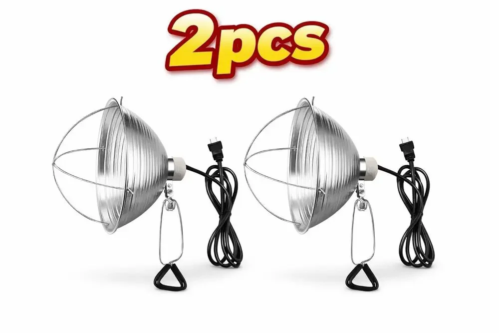 2 Pcs 10.5 Inch Clamp Lamp Light with Aluminum Reflector, 6ft SPT-2 18awg Cord